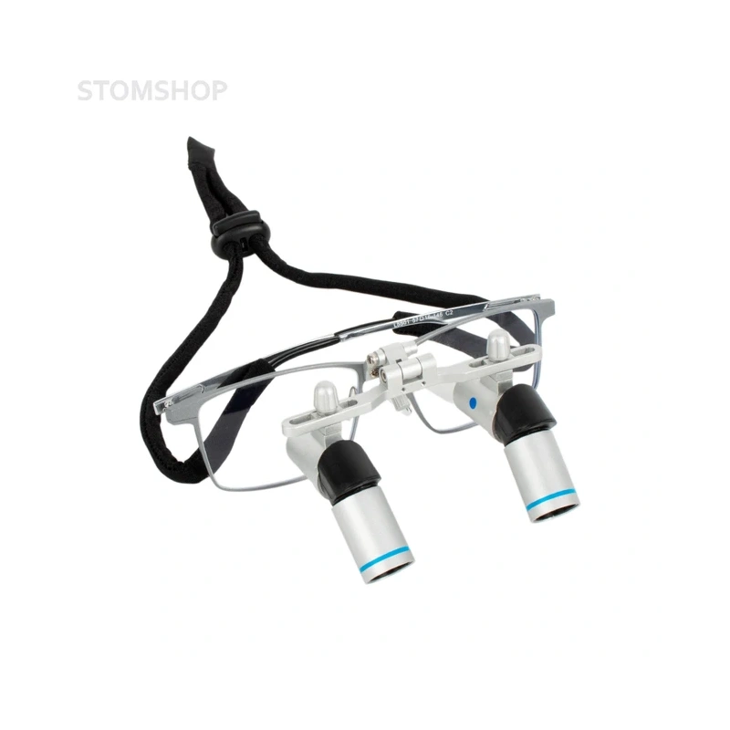 EMD5.0X + Titanium frame - эргономичные бинокулярные лупы системы Flip-up на титановой оправе, с асинхронной регулировкой межзрачкового расстояния, увеличение 5.0х | Ymarda (Китай)