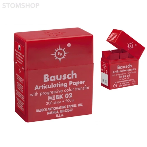 Bausch BK 02 - артикуляционная бумага I-формы красная, толщина 200 мкм, 300 листов | Bausch (Германия)