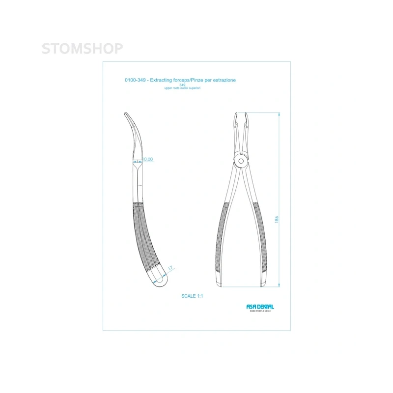 Щипцы N349 для удаления корней верхней челюсти | Asa Dental (Италия)