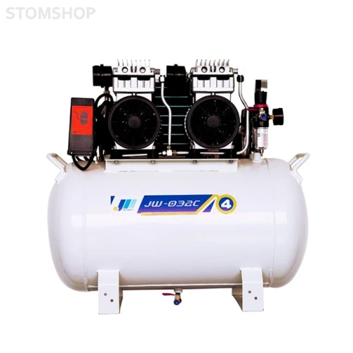 JW-032C - безмасляный компрессор для двух стоматологических установок, с ресивером 60 л, с осушителем, с кожухом, 200 л/мин | Junwei (Китай)