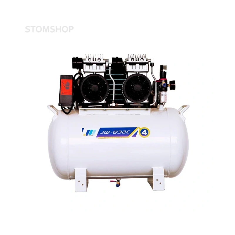 JW-032C - безмасляный компрессор для двух стоматологических установок, с ресивером 60 л, с осушителем, с кожухом, 200 л/мин | Junwei (Китай)