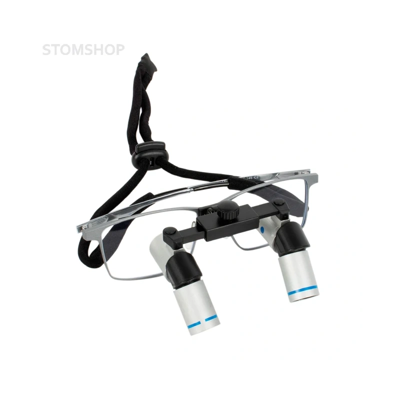 EM5.0X + Titanium frame - эргономичные бинокулярные лупы системы Flip-up на титановой оправе, с синхронной регулировкой межзрачкового расстояния, увеличение 5.0х | Ymarda (Китай)