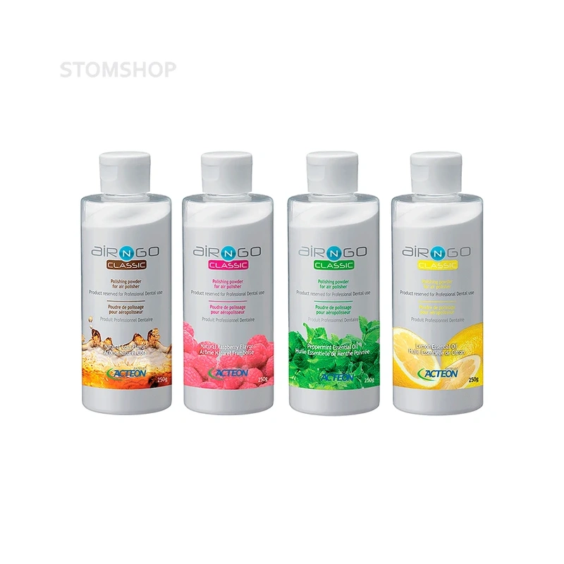 Acteon Air-N-Go Classic Lemon - порошок для наддесневой обработки с лимонным вкусом, 4 флакона по 250 г | Satelec Acteon Group (Франция)