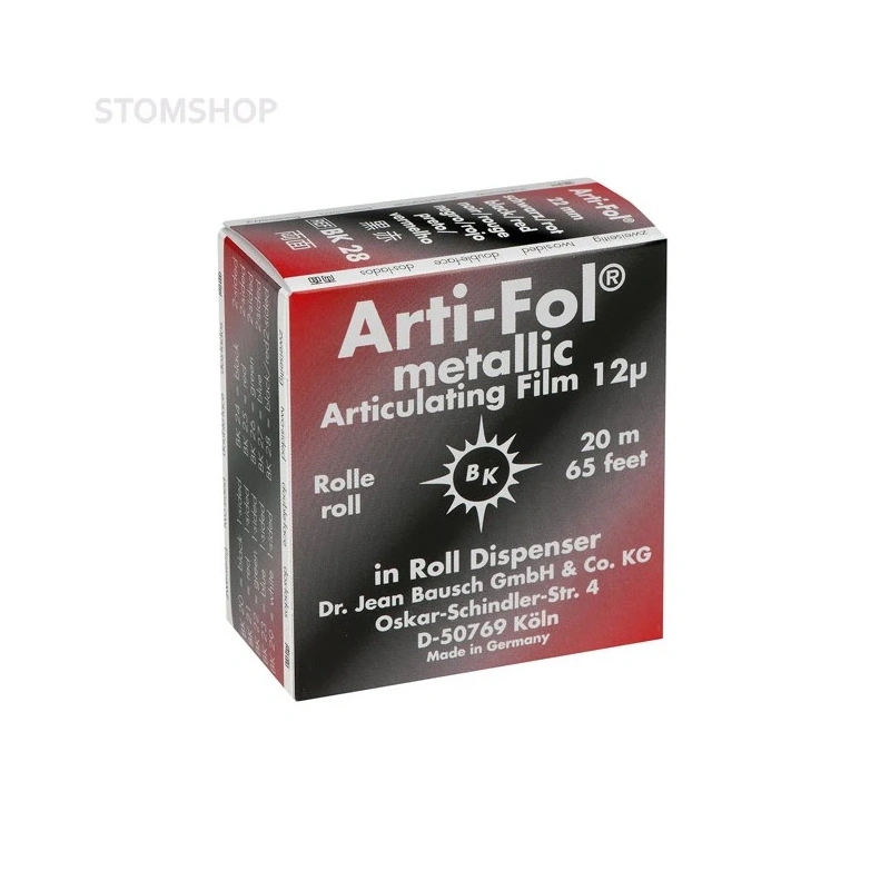 Bausch BK 28 Arti-Fol - фольга окклюзионная двусторонняя черная/красная, толщина 12 мкм, рулон 22 мм x 20 м | Bausch (Германия)