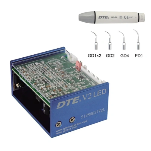 DTE-V2 LED - встраиваемый ультразвуковой скалер с фиброоптикой, герметичный съемный наконечник, 5 насадок в комплекте | DTE (Китай)