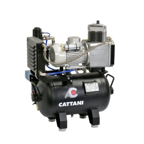 Cattani AC310 45-165 - безмасляный стоматологический компрессор для CAD/CAM, трехцилиндровый, в металлическом кожухе, c осушителем, с ресивером 45 л, 165 л/мин | Cattani (Италия)