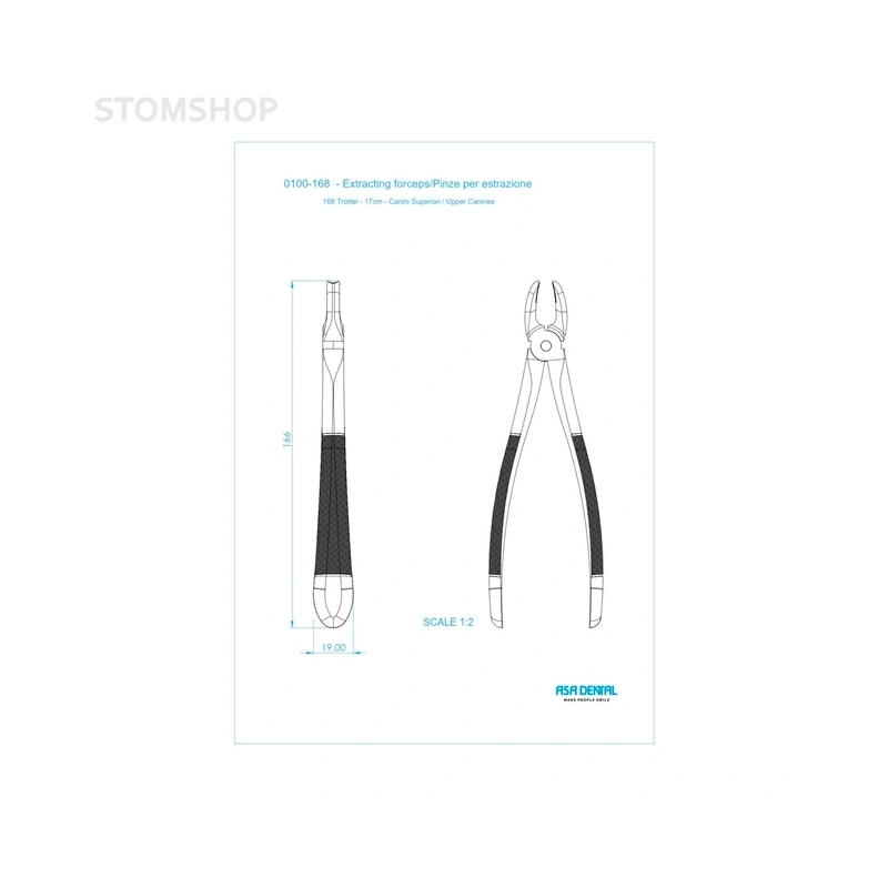 Щипцы N168 для удаления корней нижней челюсти | Asa Dental (Италия)