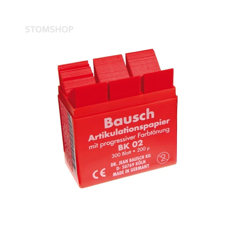 Bausch BK 02 - артикуляционная бумага I-формы красная, толщина 200 мкм, 300 листов | Bausch (Германия)