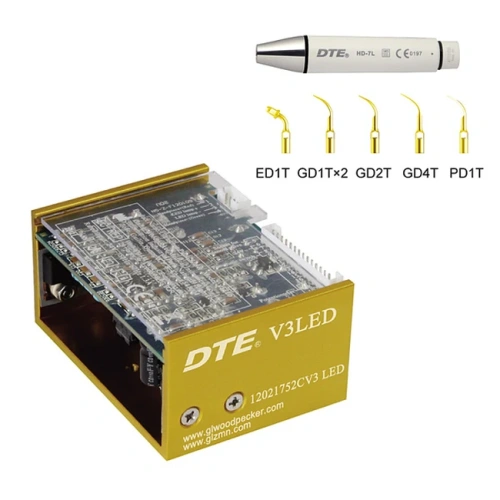 DTE-V3 LED - встраиваемый ультразвуковой скалер с фиброоптикой, съемный автоклавируемый наконечник, 6 насадок в комплекте | DTE (Китай)