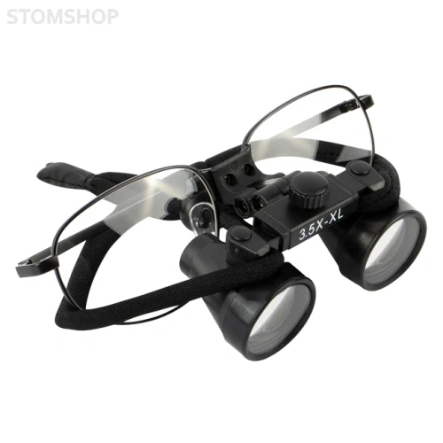 CO3.5X + Titanium frame - бинокулярные лупы системы Flip-up на титановой оправе, увеличение 3.5x, черный цвет | Ymarda (Китай)
