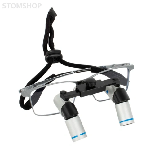 EM5.0X + Titanium frame - эргономичные бинокулярные лупы системы Flip-up на титановой оправе, с синхронной регулировкой межзрачкового расстояния, увеличение 5.0х | Ymarda (Китай)