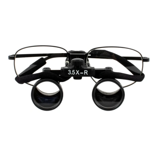CM3.5X + Titanium frame - бинокулярные лупы системы Flip-up на титановой оправе черного цвета, увеличение 3.5x | Ymarda (Китай)
