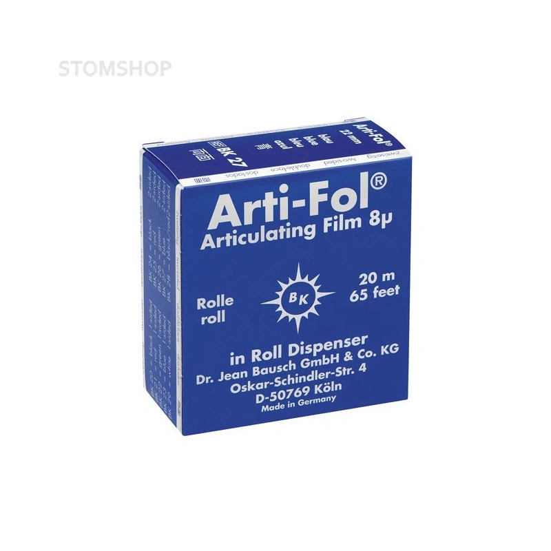 Bausch BK 27 Arti-Fol - фольга окклюзионная двусторонняя синяя, толщина 8 мкм, рулон 22 мм x 20 м | Bausch (Германия)